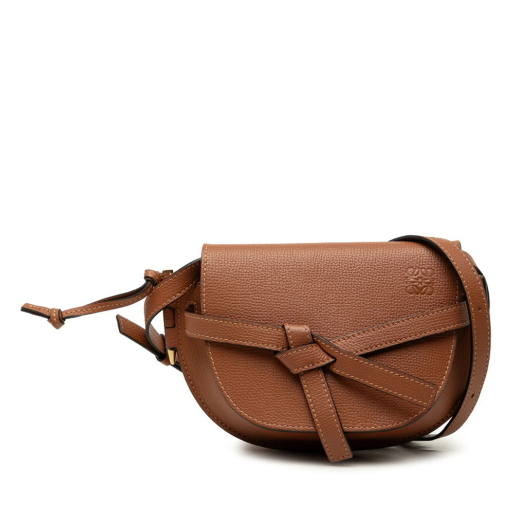 Loewe Gate Dual Mini Crossbody Shoulder Bag, Brown Leather, Women's LOEWE